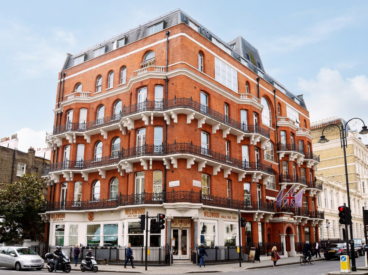 Exterior of 1 Harrington Gardens in South Kensington, London